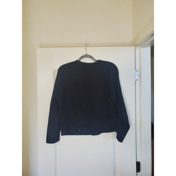 Dress Barn Black Beaded Floral Bouquets Boxy Holiday Cardigan Sweater Size Large - Picture 9 of 13